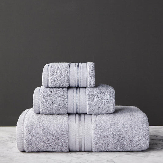 Luxurious Thick Cotton Bath Towel Set - Pure Color Cotton Towels Collection - Home Bliss Treasures 