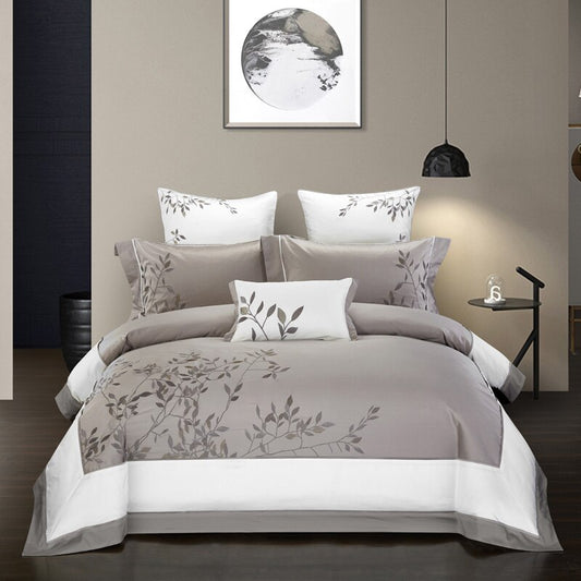 Four-Piece Embroidered PURE Cotton Home Textile Set" - Home Bliss Treasures 