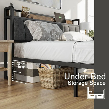 King Size Storage Headboard with Charging Station,