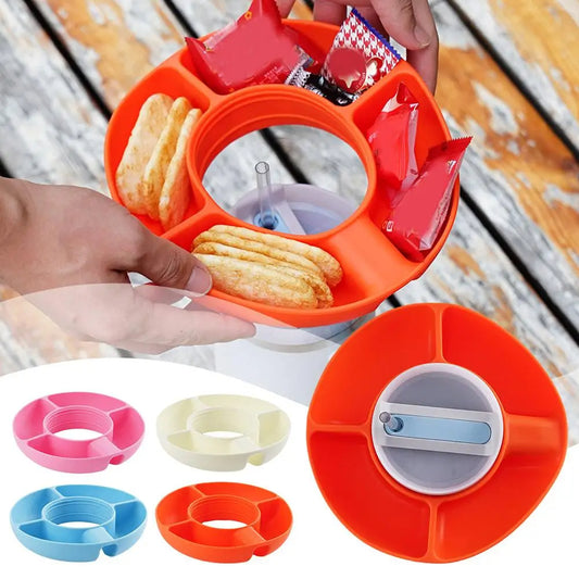 Snack Container with Cup Holder Food Tray