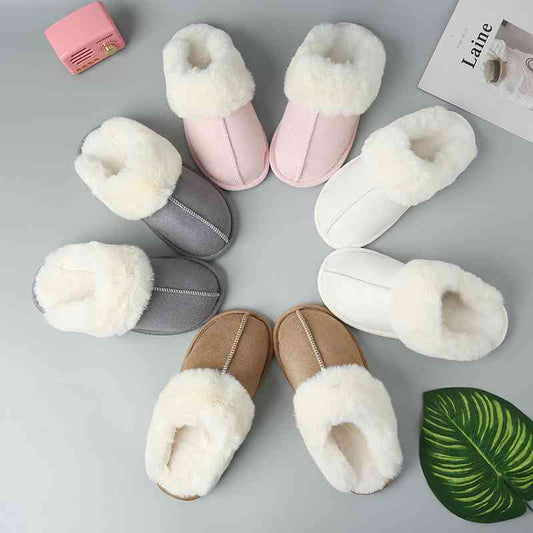 Faux Suede Center Seam Slippers - Home Bliss Treasures 
